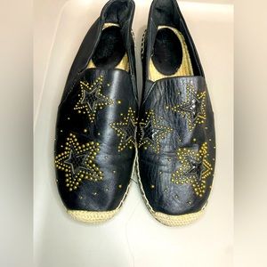 Michael Kors Starry Night Leather Espadrilles Size 9.5 Gold Stud Celestial Star✨